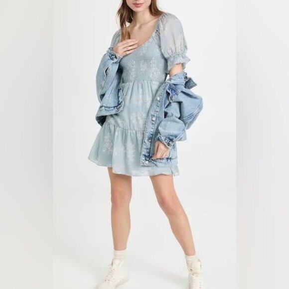 Madewell Dresses Madewell Silk Lucie Smocked Mini Dress In Moody Blooms - Picture 4 of 13